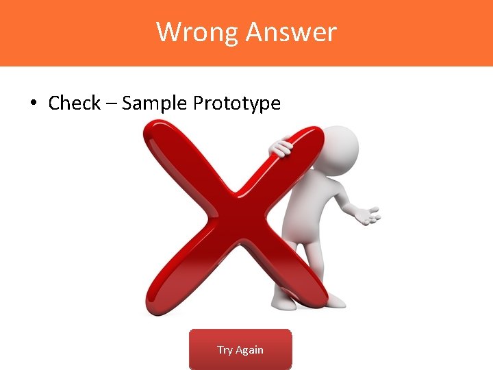 Wrong Answer • Check – Sample Prototype Try Again 