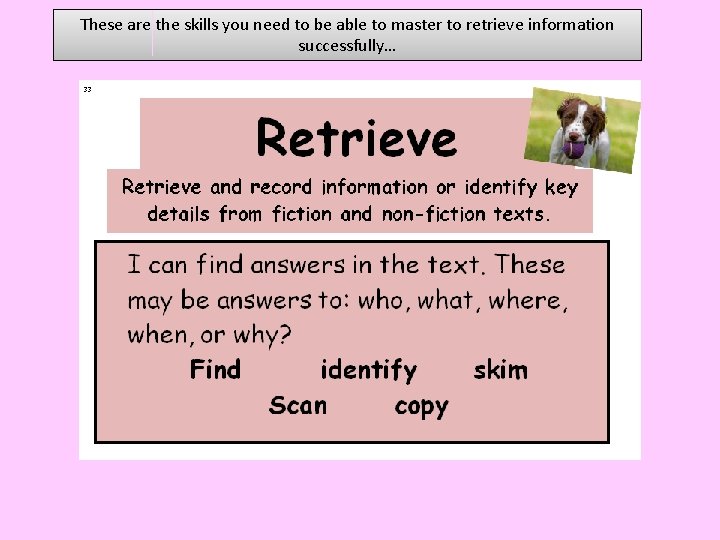These are the skills you need to be able to master to retrieve information