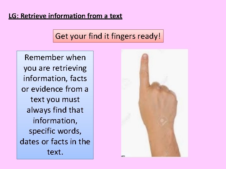 LG: Retrieve information from a text Get your find it fingers ready! Remember when
