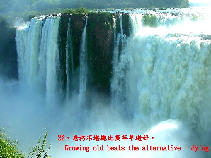 22。老朽不堪總比英年早逝好。 - Growing old beats the alternative - dying 