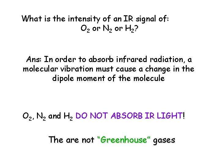 What is the intensity of an IR signal of: O 2 or N 2