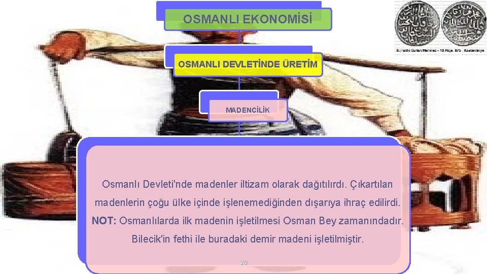 OSMANLI EKONOMİSİ OSMANLI DEVLETİNDE ÜRETİM MADENCİLİK Osmanlı Devleti'nde madenler iltizam olarak dağıtılırdı. Çıkartılan madenlerin