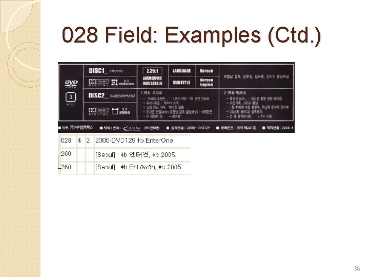 028 Field: Examples (Ctd. ) 36 