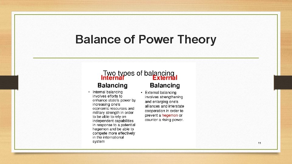 Balance of Power Theory 11 Balance of Power Theory 11