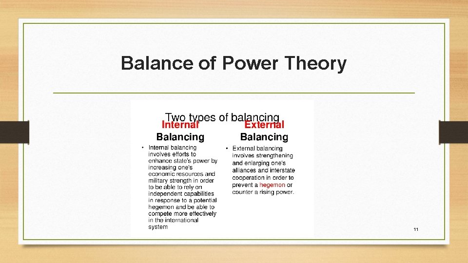 Balance of Power Theory 11 