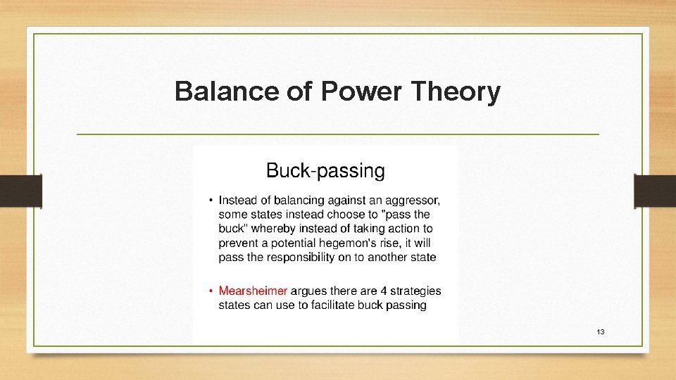 Balance of Power Theory 13 