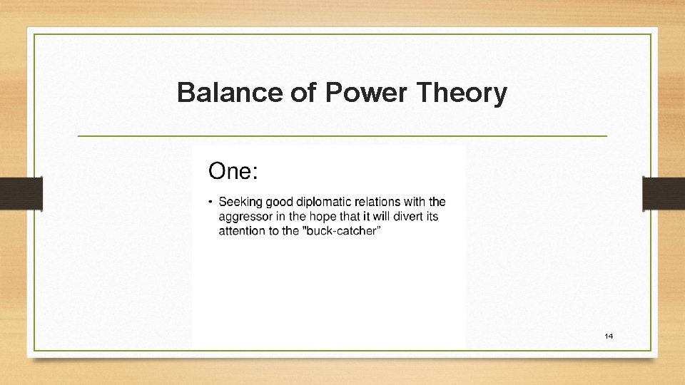 Balance of Power Theory 14 