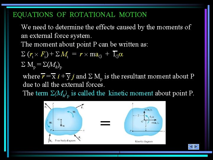 EQUATIONS OF ROTATIONAL MOTION We need to determine the effects caused by the moments