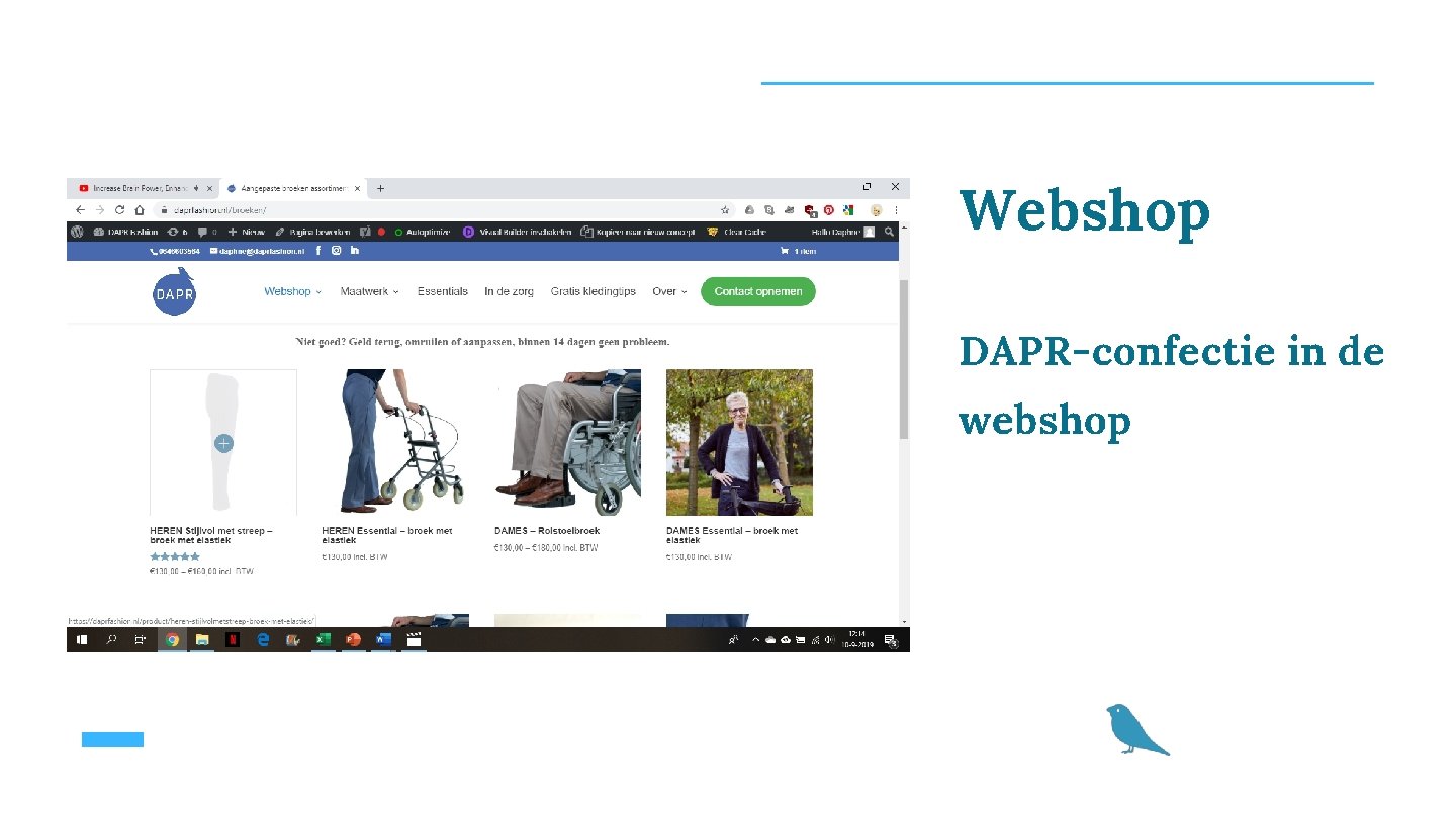 Webshop DAPR-confectie in de webshop 