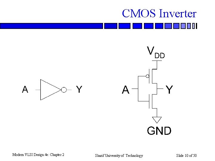 CMOS Inverter Modern VLSI Design 4 e: Chapter 2 Sharif University of Technology Slide
