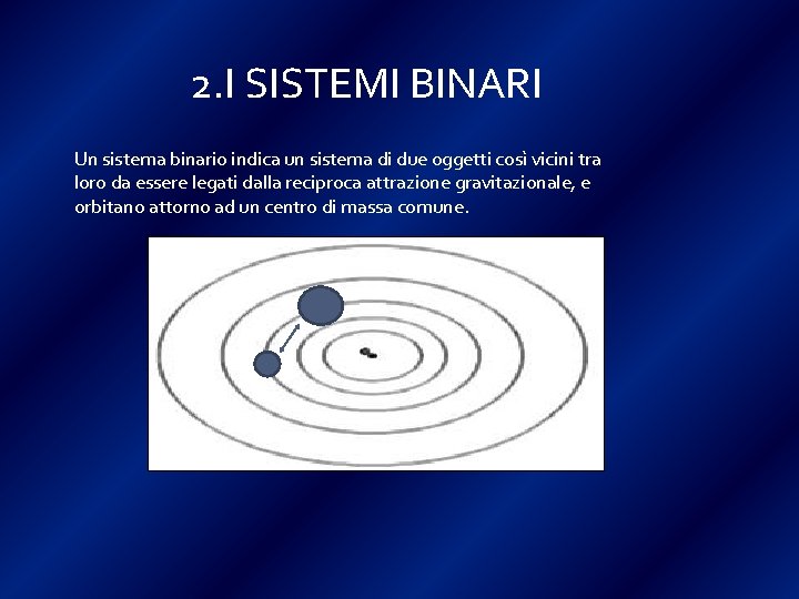 2. I SISTEMI BINARI Un sistema binario indica un sistema di due oggetti così 2. I SISTEMI BINARI Un sistema binario indica un sistema di due oggetti così