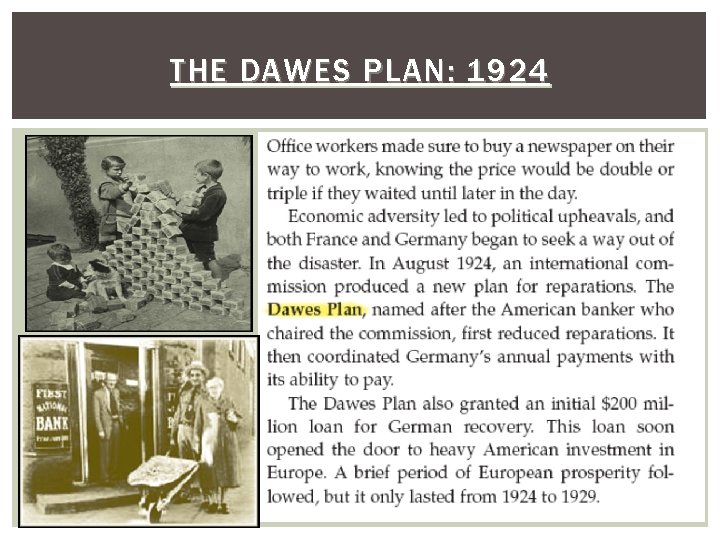 THE DAWES PLAN: 1924 