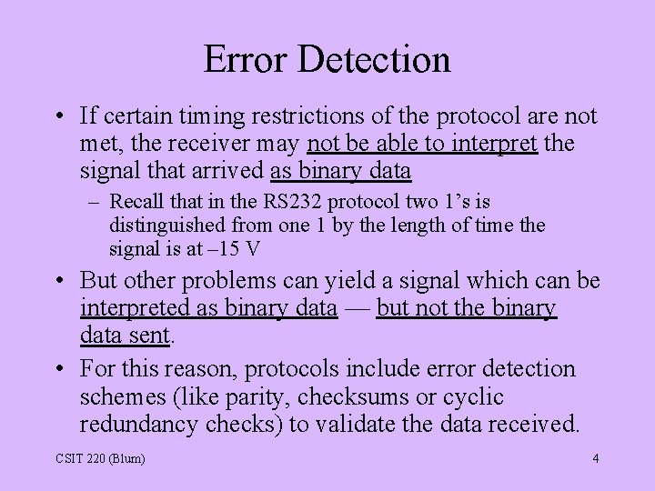 Packets Frames and Error Detection Based on Chapter
