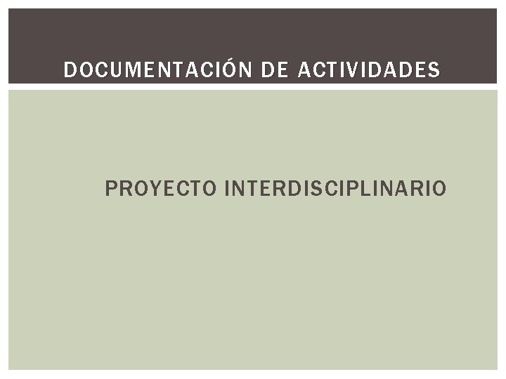 DOCUMENTACIÓN DE ACTIVIDADES PROYECTO INTERDISCIPLINARIO 