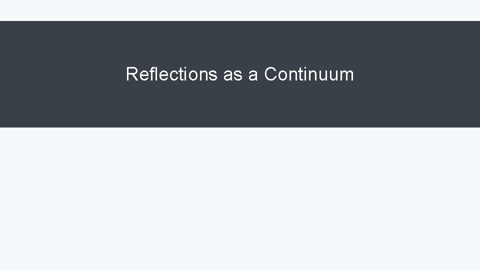 Reflections as a Continuum 