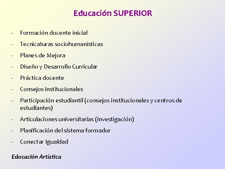 Educación SUPERIOR - Formación docente inicial - Tecnicaturas sociohumanísticas - Planes de Mejora -