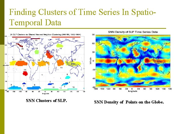 Finding Clusters of Time Series In Spatio. Temporal Data SNN Clusters of SLP. SNN