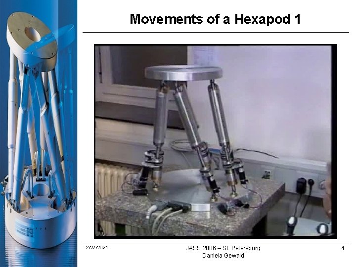 Movements of a Hexapod 1 2/27/2021 JASS 2006 – St. Petersburg Daniela Gewald 4