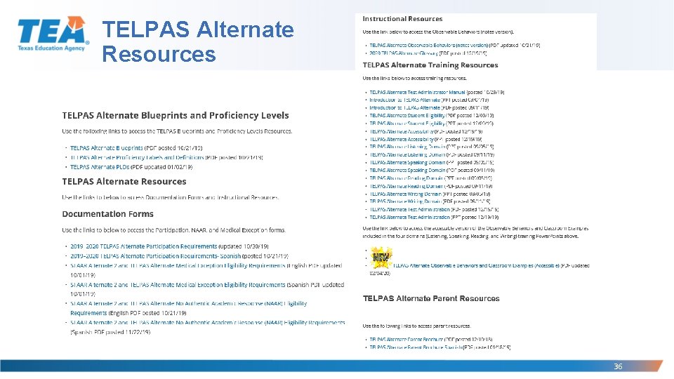 TELPAS Alternate Resources 36 
