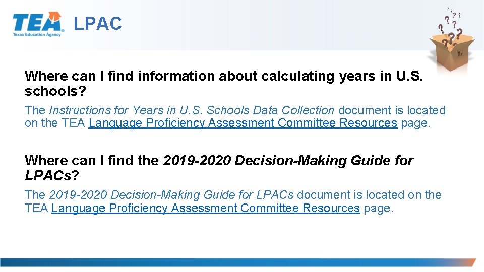 LPAC Where can I find information about calculating years in U. S. schools? The