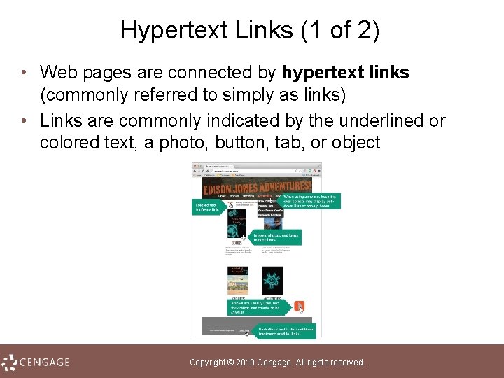 Hypertext Links (1 of 2) • Web pages are connected by hypertext links (commonly