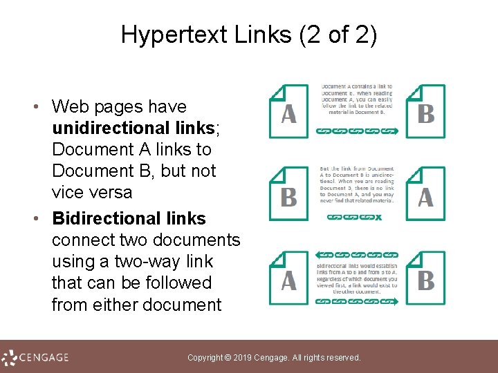 Hypertext Links (2 of 2) • Web pages have unidirectional links; Document A links