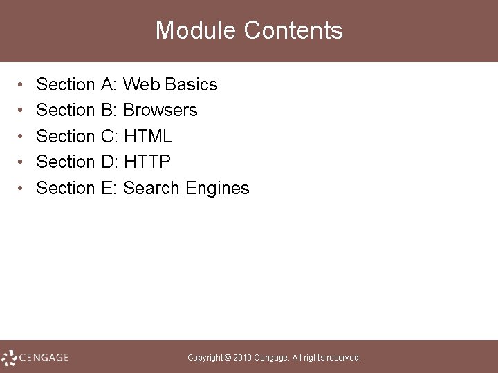 Module Contents • • • Section A: Web Basics Section B: Browsers Section C: