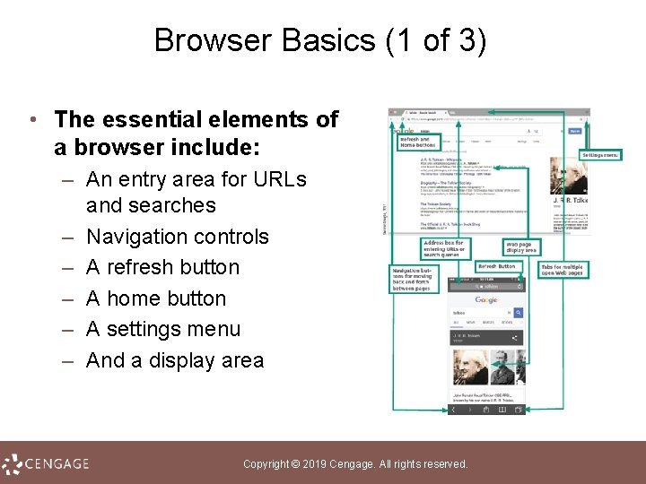 Browser Basics (1 of 3) • The essential elements of a browser include: –