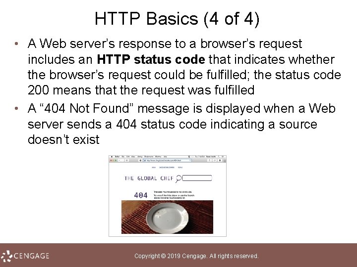 HTTP Basics (4 of 4) • A Web server’s response to a browser’s request