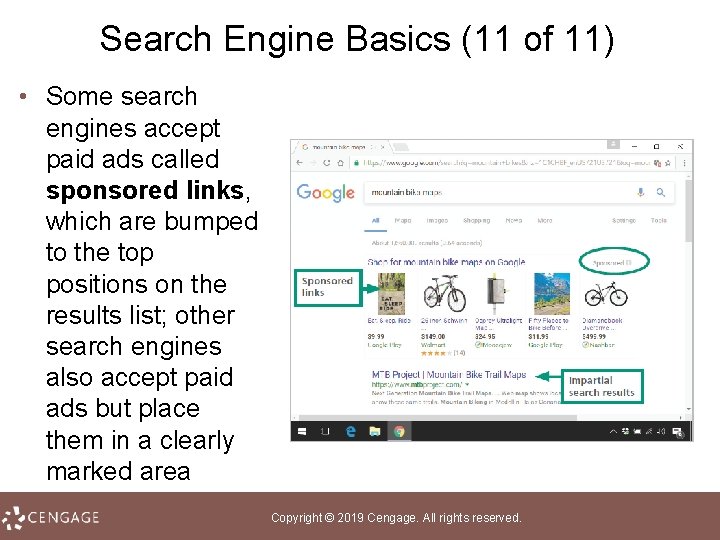 Search Engine Basics (11 of 11) • Some search engines accept paid ads called