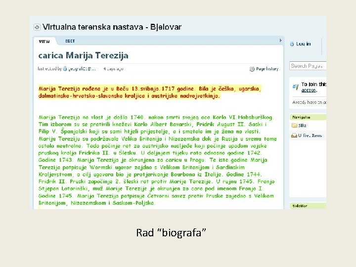 Rad “biografa” Rad “biografa”