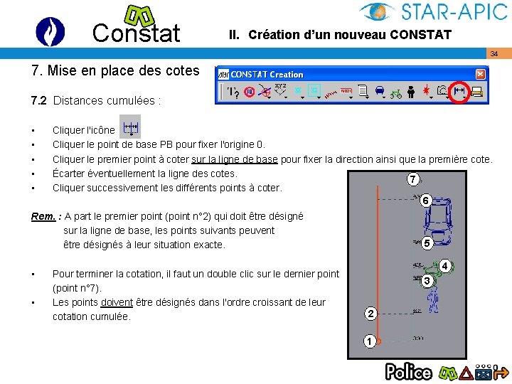 Constat II. Création d’un nouveau CONSTAT 34 7. Mise en place des cotes 7.