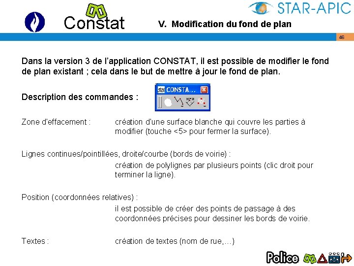 Constat V. Modification du fond de plan Dans la version 3 de l’application CONSTAT,