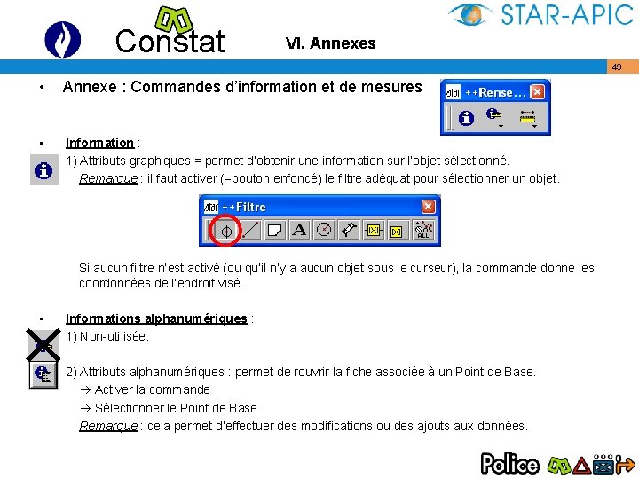 Constat VI. Annexes • Annexe : Commandes d’information et de mesures • Information :