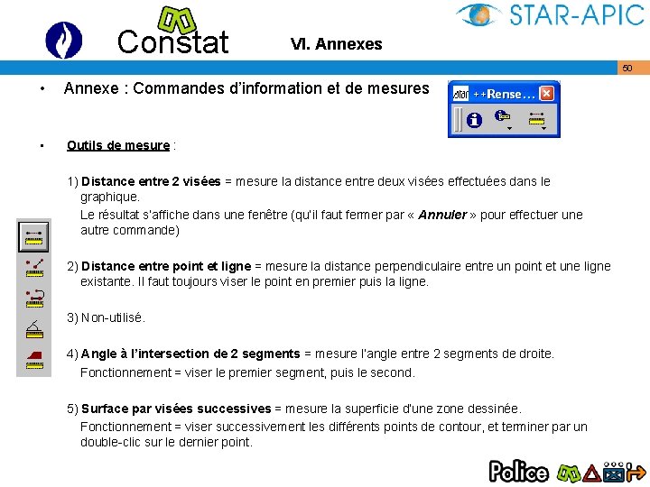 Constat VI. Annexes • Annexe : Commandes d’information et de mesures • Outils de
