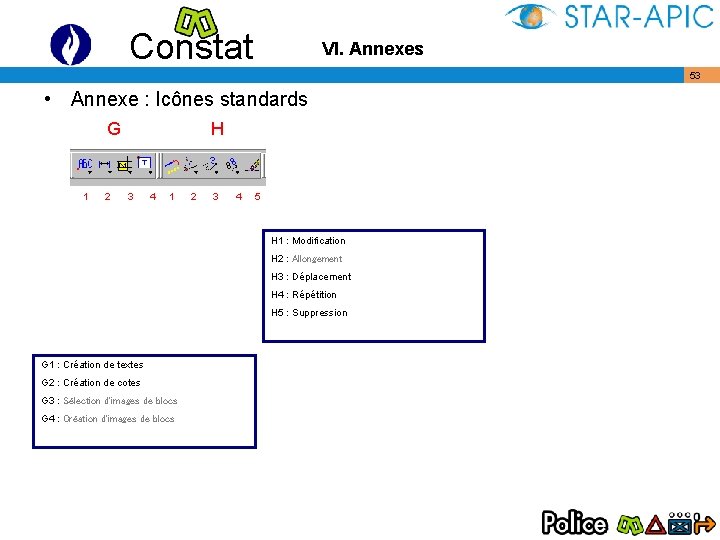 Constat VI. Annexes • Annexe : Icônes standards G H 1 2 3 4