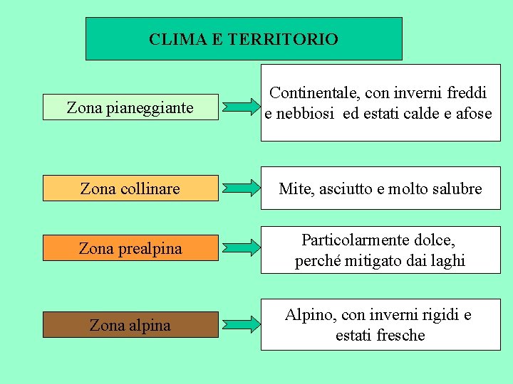 CLIMA E TERRITORIO Zona pianeggiante Continentale, con inverni freddi e nebbiosi ed estati calde