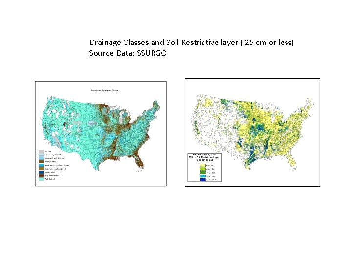 Drainage Classes and Soil Restrictive layer ( 25 cm or less) Source Data: SSURGO