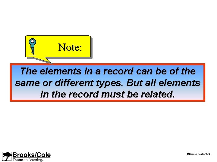 Note: The elements in a record can be of the same or different types.