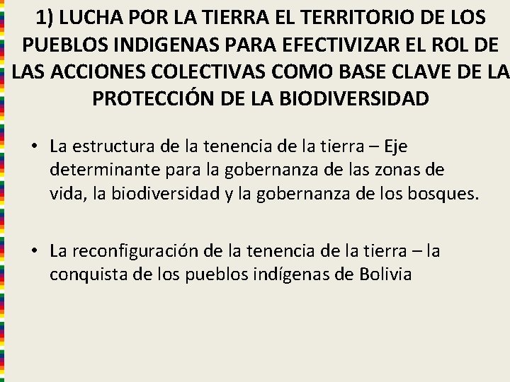 1) LUCHA POR LA TIERRA EL TERRITORIO DE LOS PUEBLOS INDIGENAS PARA EFECTIVIZAR EL