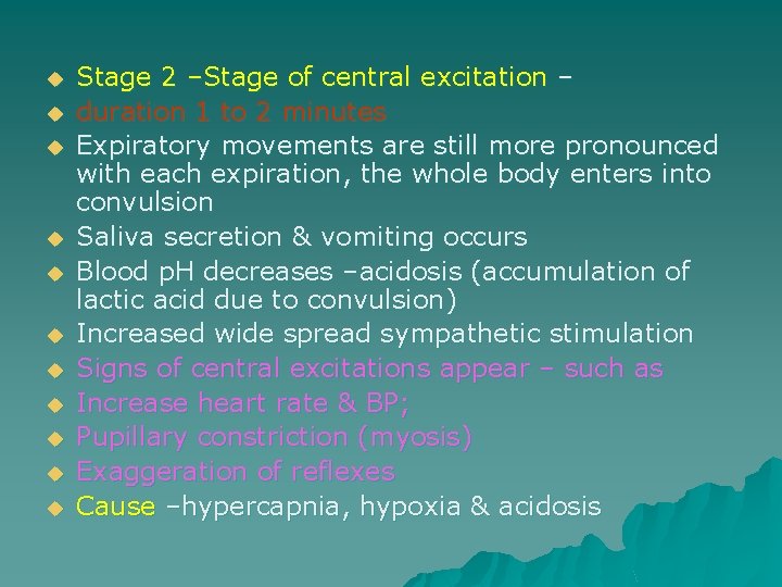 u u u Stage 2 –Stage of central excitation – duration 1 to 2