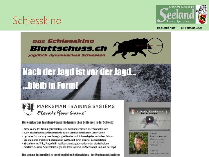 Schiesskino Jagdrecht Kurs 1 – 18. Februar 2020 