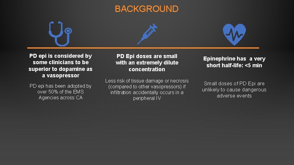 BACKGROUND PD epi is considered by some clinicians to be superior to dopamine as