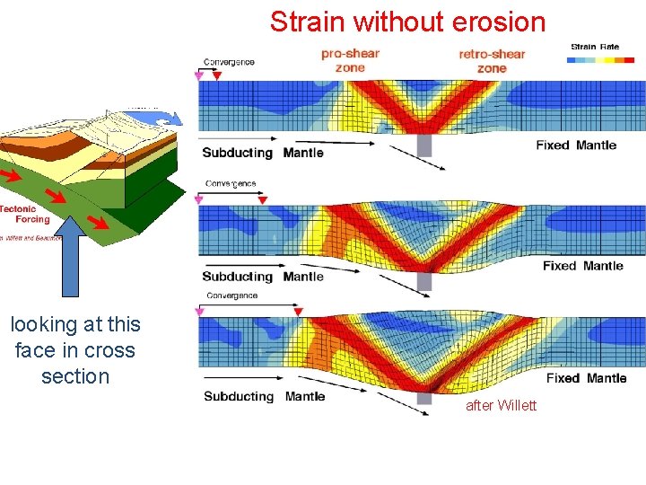 Strain without erosion looking at this face in cross section after Willett • Symmetrical