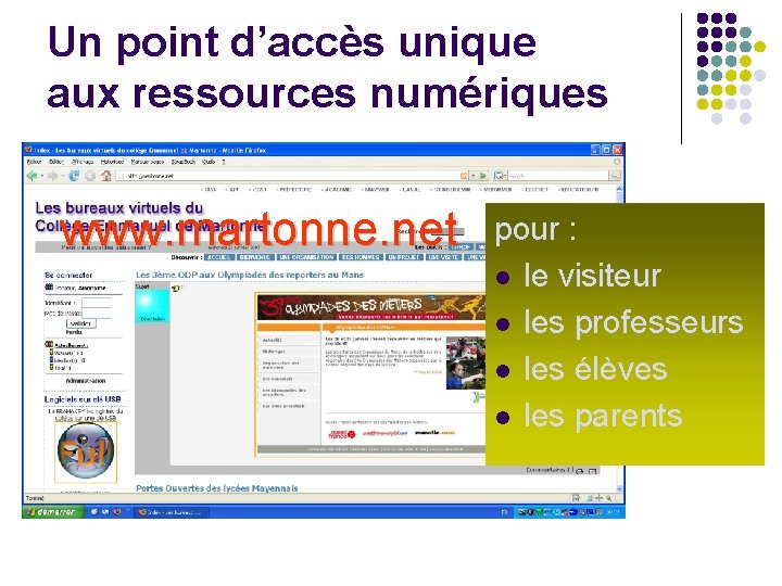 Un point d’accès unique aux ressources numériques www. martonne. net pour : l le