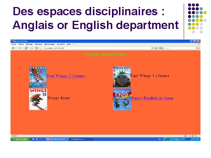 Des espaces disciplinaires : Anglais or English department 