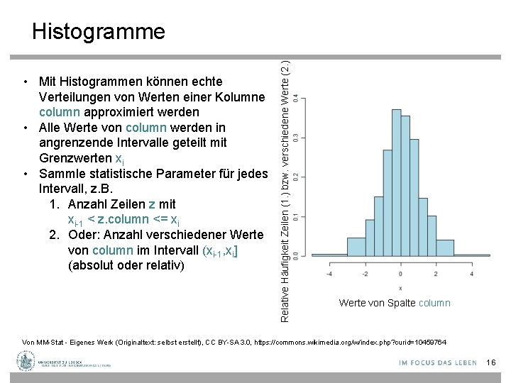  • Mit Histogrammen können echte Verteilungen von Werten einer Kolumne column approximiert werden