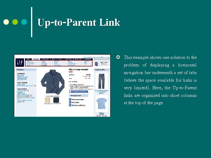 Up-to-Parent Link ¢ This example shows one solution to the problem of displaying a