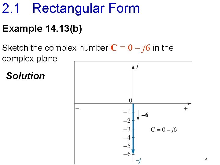 2. 1 Rectangular Form Example 14. 13(b) Sketch the complex number C = 0