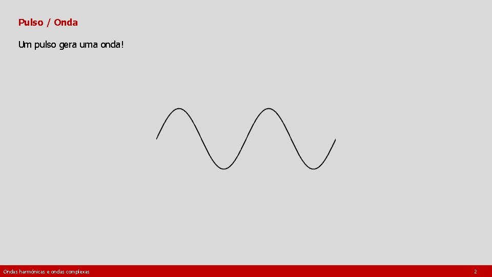 Pulso / Onda Um pulso gera uma onda! Ondas harmónicas e ondas complexas [Imagem: